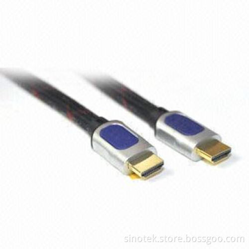 HDMI Cable Assembly with Gold-plated Contacts and Inner Rigid Overmold, Supports 1,080P Resolution
